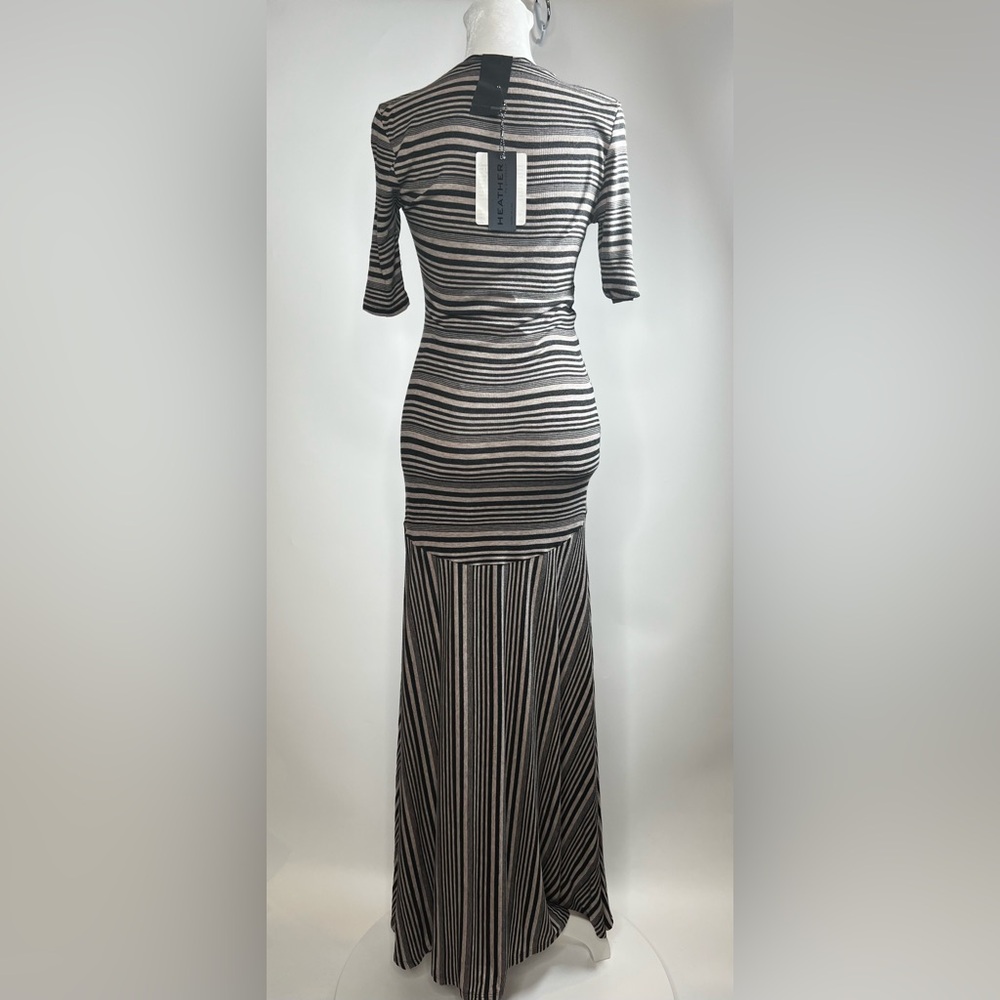 💖NWT HEATHER BY BORDEAUX VNECK MAXI DRESS IN HT.BLACK/HT HAZEL SIZE PETITE - Picture 6 of 12
